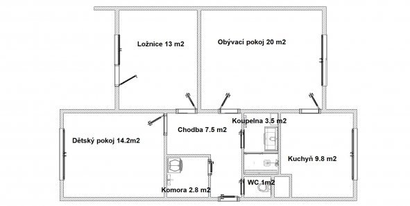 Rekonstrukce celého interiéru_Svitavy, Hradec Králové_půdorys