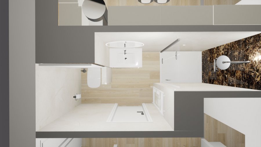 Grafický návrh koupelny_Rekonstrukce koupelny, kuchyně a interiéru byt Svitavy, Hradec Králové | Pemtrade.cz