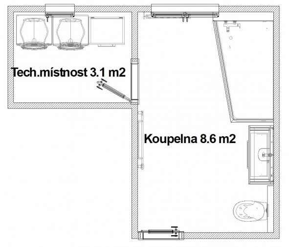 Půdorys koupelny v RD_mramorový obklad | Koupelny-svitavy.cz