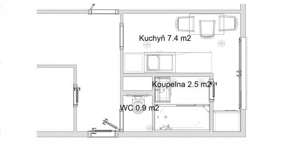 Rekonstrukce koupelny a kuchyně_Moravská Třebová_půdorys