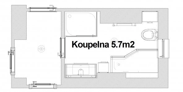 Rekonstrukce koupelny a kuchyně_Svitavy, Hradec Králové_půdorys