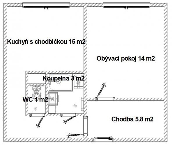 Půdorys koupelny a wc v paneláku| Koupelny-svitavy.cz