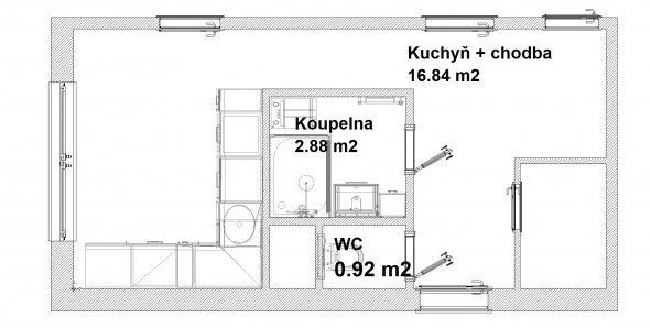 Rekonstrukce koupelny a kuchyně_Svitavy_půdorys